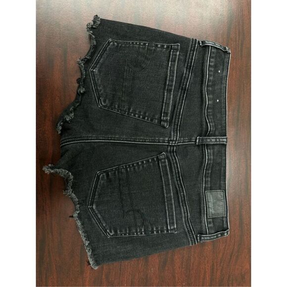 American Eagle Black Hi-Rise Shortie Super Super Stretch Shorts with Lace Size 6 - Picture 3 of 6